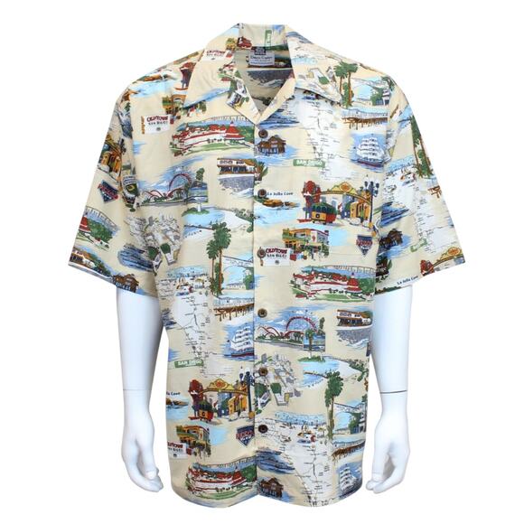 David Carey Originals Men's Large San Diego Destinations Button Up Casual Shirt - Picture 11 of 11